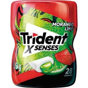 Chiclete Trident X Senses Morango lime sem açúcar Garrafa com 54g